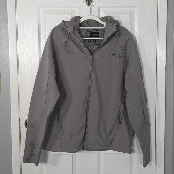 Wind River‎ Outfitting Co. Weather Resistant Windbreaker Grey Knit Jacket Size M - Picture 1 of 7